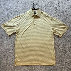 FootJoy‎ Shirt Men's Size Medium Yellow Striped Short Sleeve Golf Polo